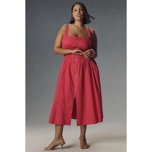 NWT ANTHROPOLOGIE Tommie Sleeveless Scoop-Neck Smocked Front-Zip Shirt Dress 3X